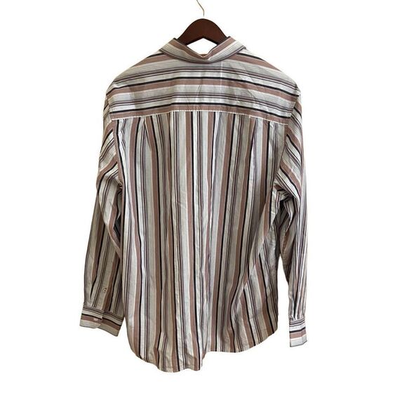 Tommy Bahama Striped Long Sleeve Button Down Dress Shirt White Burgundy Navy XL - Picture 2 of 4